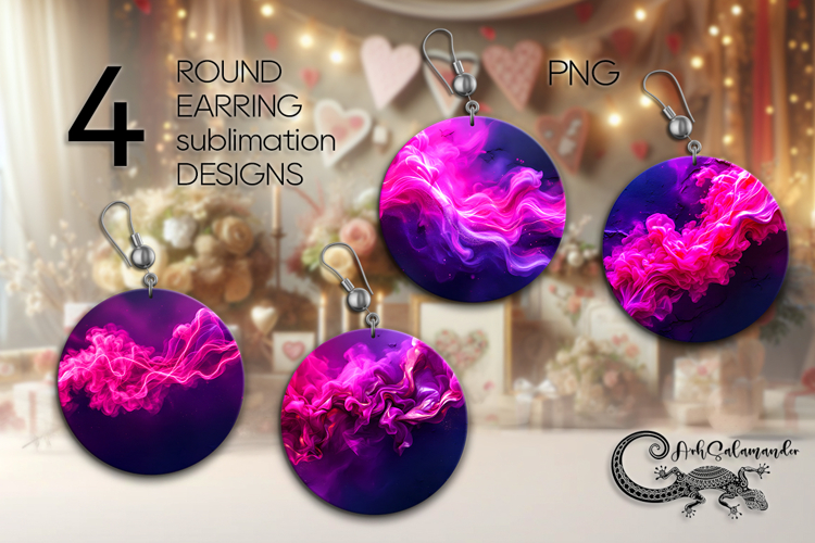 Abstract purple background | 4 Round earring Sublimation