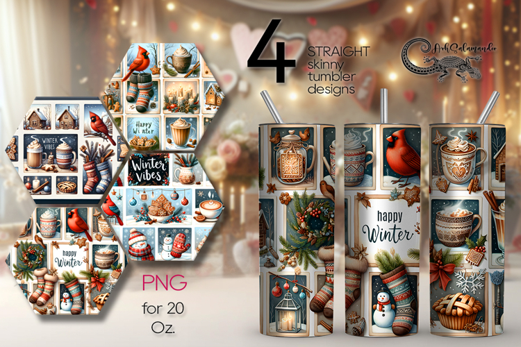 Christmas vibes | 4 Winter Tumbler Sublimation Designs P2