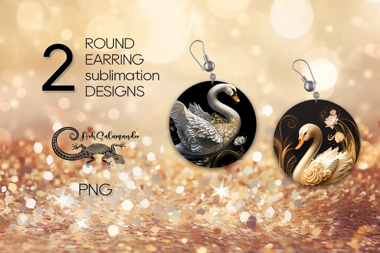 Swan | Birds Round earring Sublimation design PLUS2