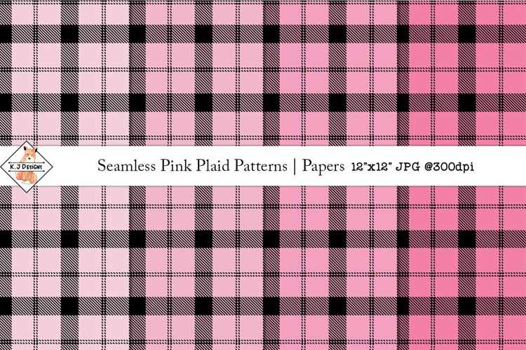 Seamless Pink Plaid Patterns | Digital Papers