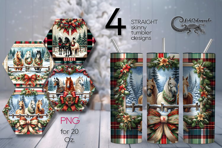 Country Christmas | 4 horse Sublimation Tumbler designs