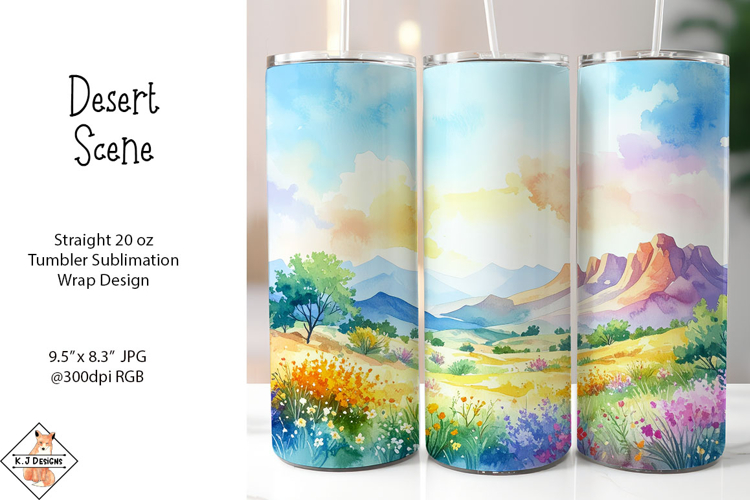 Desert Scene Tumbler Sublimation Wrap Design
