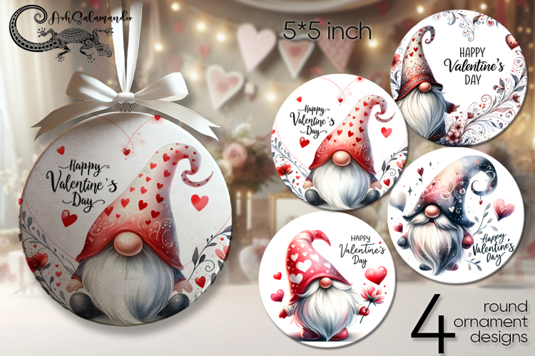 Valentine gnome | love round ornaments sublimation design P
