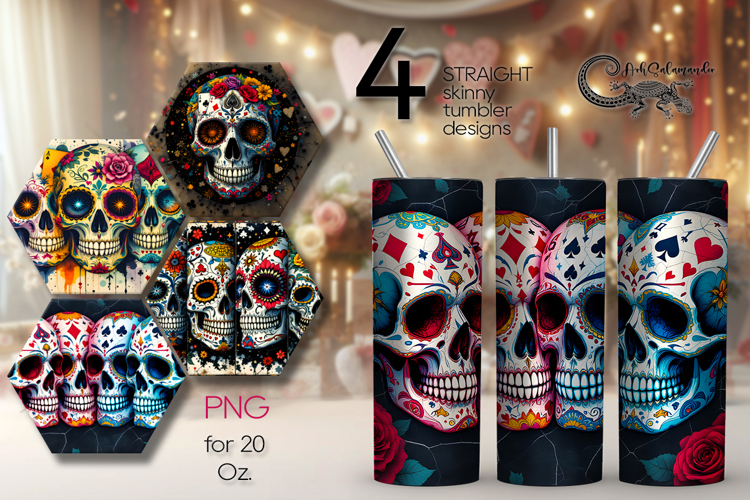 Sugar Skulls | 4 Halloween Skinny tumbler designs PL