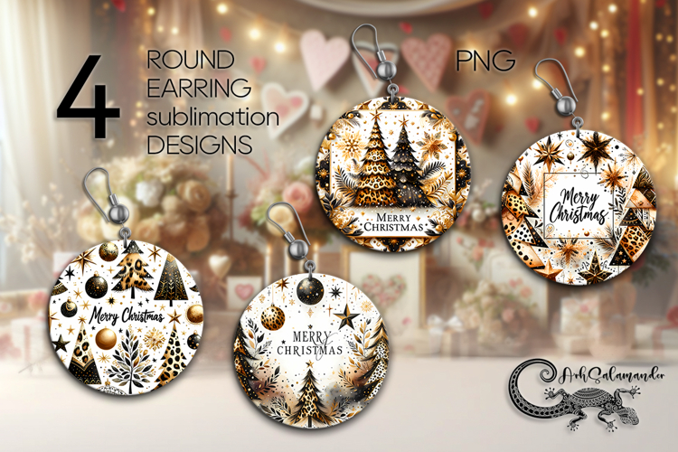 Christmas tree 2 | 4 xmas Round earring Sublimation designs