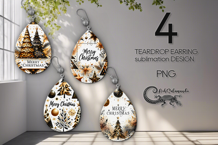 Christmas tree | 4 xmas Teardrop earring Sublimation design
