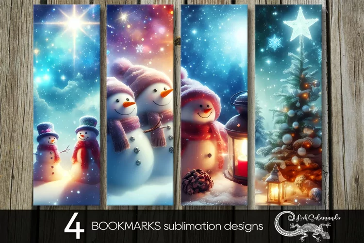 Christmas snowman | Xmas bookmarks sublimation design PLUS