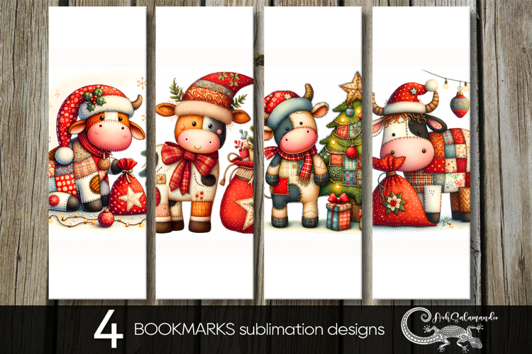 Christmas patchwork | 4 Xmas bookmarks sublimation P