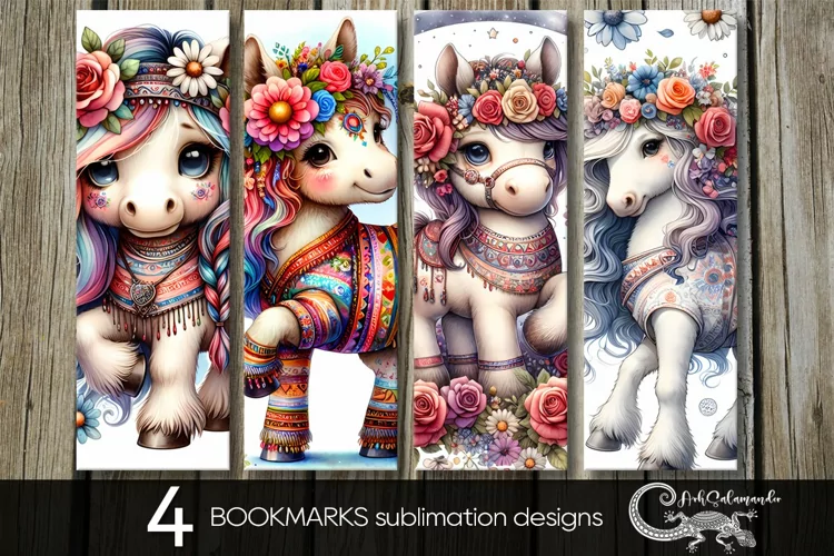 Boho animals | 4 bookmarks sublimation designs PL