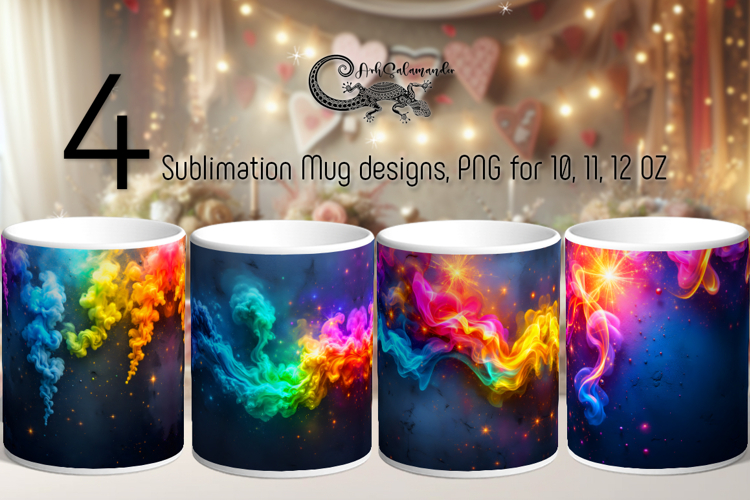 Abstract rainbow background | 4 Mug Sublimation designs P