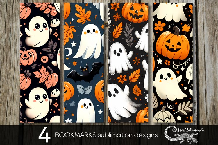 Halloween pattern | Funny bookmarks sublimation design PLUS example image 1