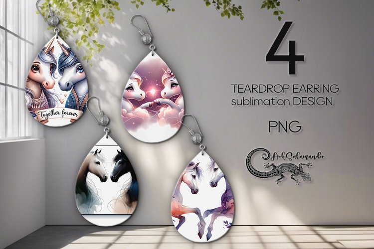 Valentine animals | horse teardrop earring design PLUS example image 1