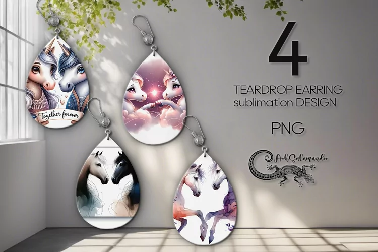 Valentine animals | horse teardrop earring design PLUS