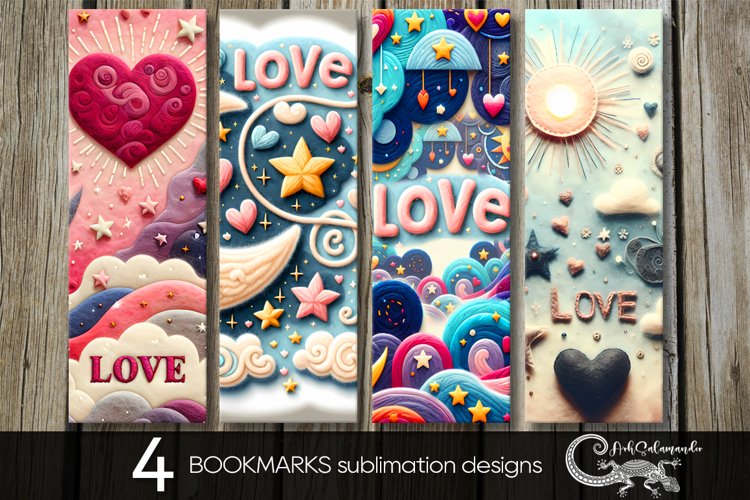 Nursery valentine | 4 love bookmarks sublimation designs PL example image 1