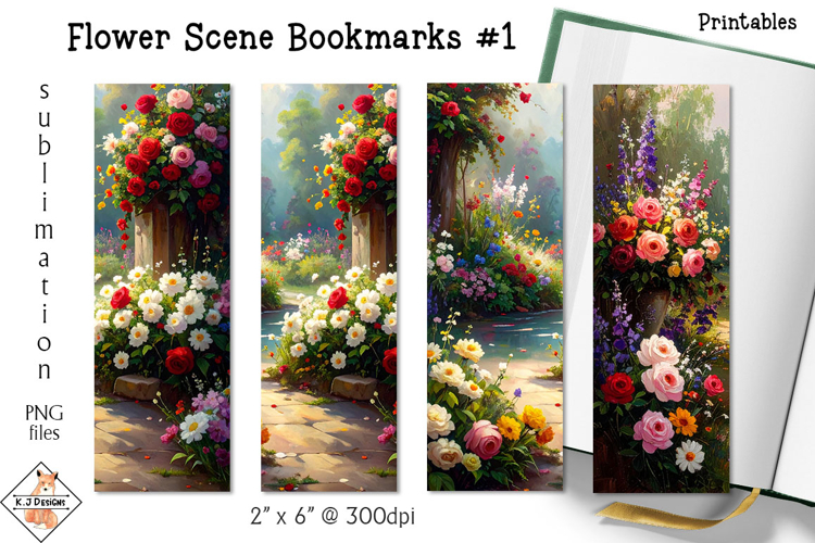 Flower Scene Bookmark Designs #1 | Printables
