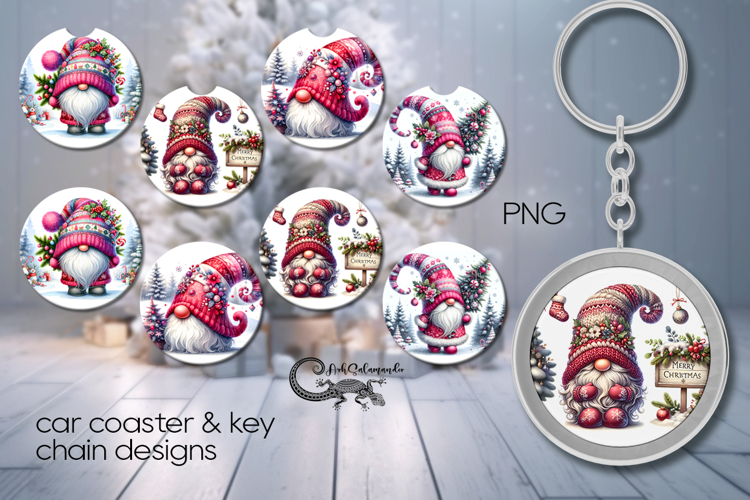 Christmas Gnome | Car coaster & key chain Sublimation PL