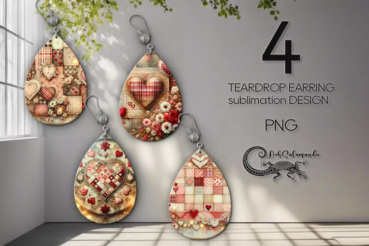 Valentine Shabby chic | love sublimation teardrop earring P