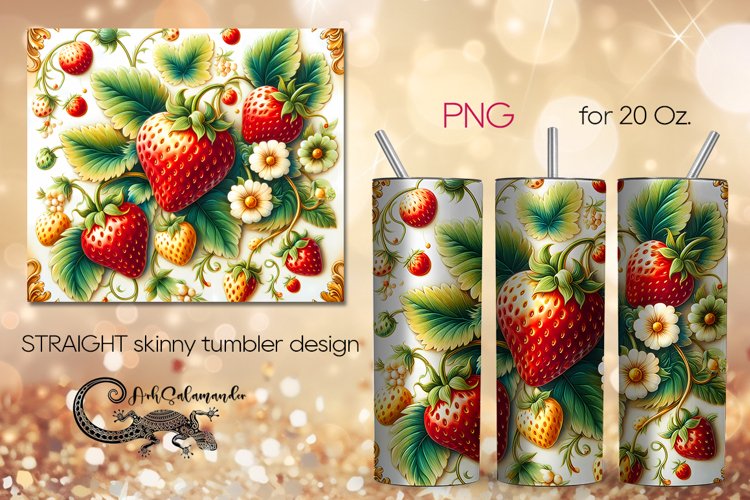 Berries | Retro style Skinny tumbler Sublimation design PLUS example image 1