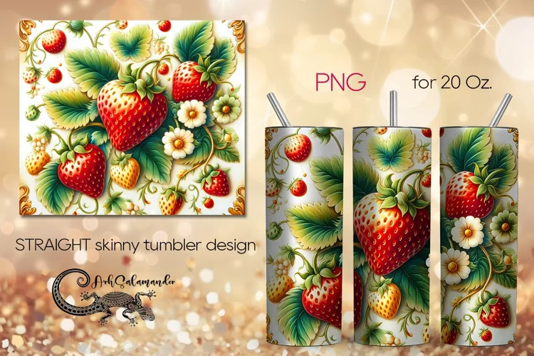 Berries | Retro style Skinny tumbler Sublimation design PLUS