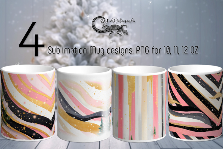 Christmas Milky Way | 4 Sublimation Mug design bundle, PNG