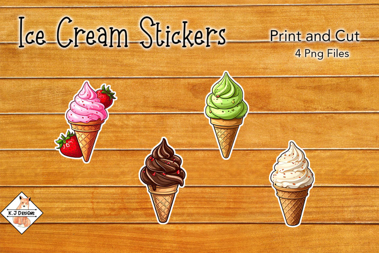 Soft Serve Ice Cream Stickers | Print and Cut