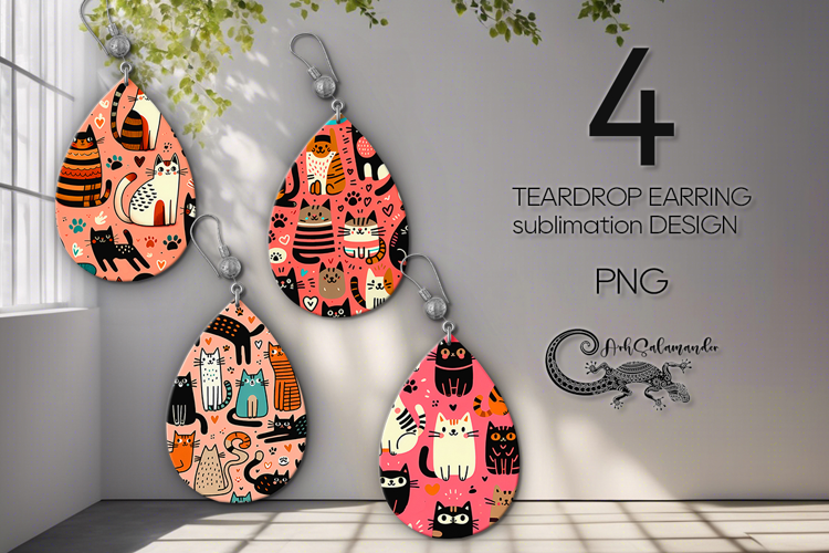 Modern pets | cartoon Teardrop earring sublimation design P