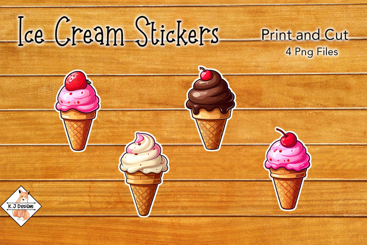 Soft Serve Ice Cream Stickers | Print and Cut