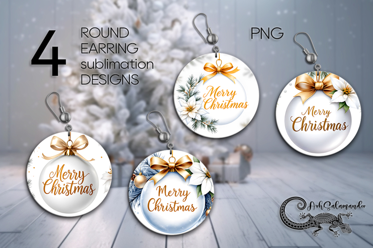 Christmas decor | Round earring Sublimation PL
