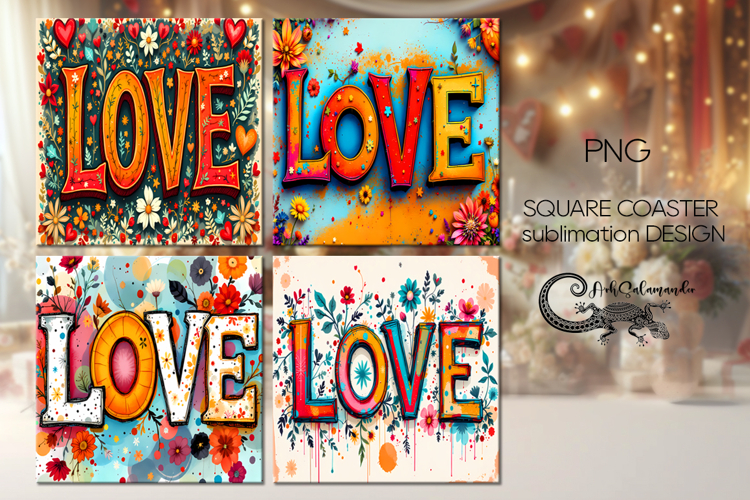 Boho Inscription | hippie square coaster sublimation design