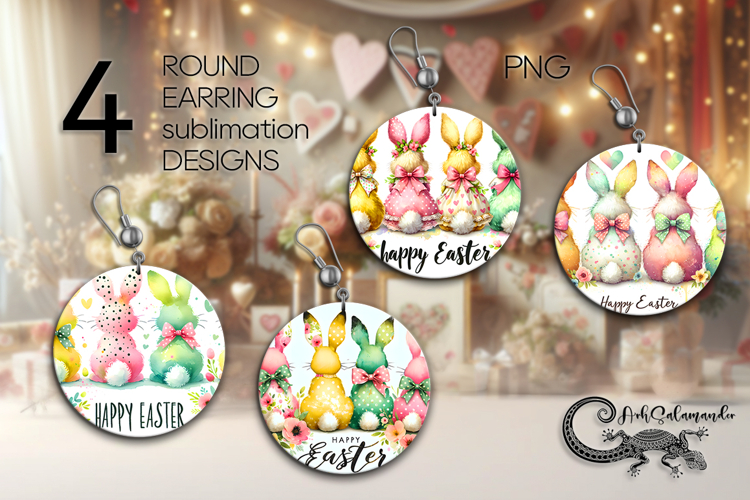 Easter rabbit | spring Round Earring Sublimation designs P