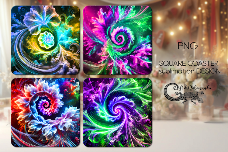 Abstract bright design | square coaster sublimation designs