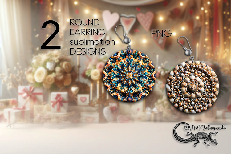 Pastel mandala | Round earrings sublimation design PL3