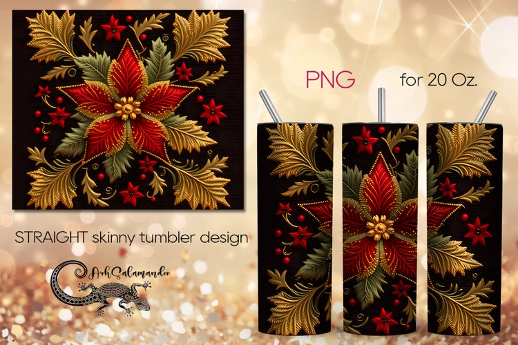 Embroidery | gold skinny tumbler Sublimation design PLUS3