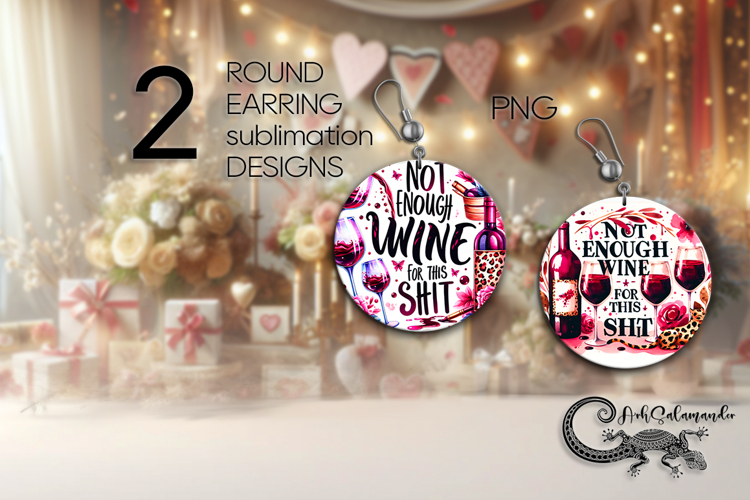Wine inscriptions | Round earring sublimation design PL3
