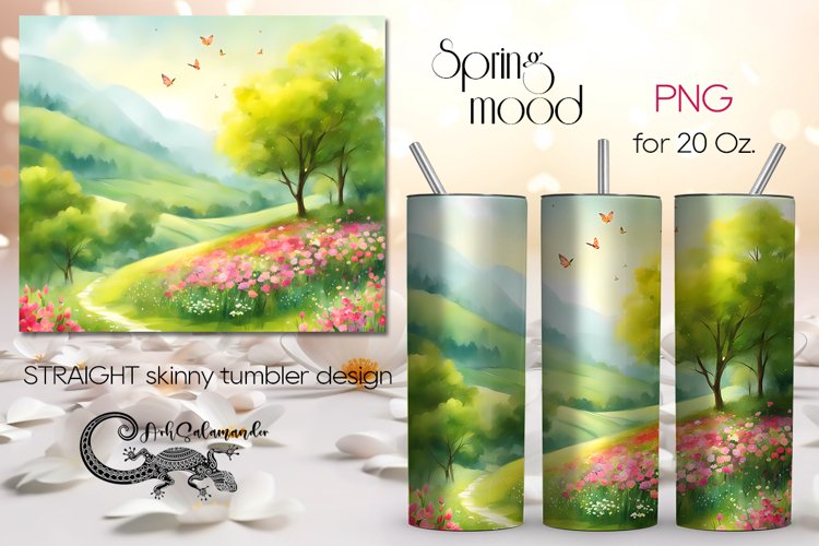 Spring landscape | Skinny tumbler Sublimation design PLUS3