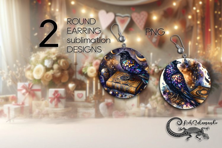 Mystic crow | gothic round earring Sublimation design PLUS