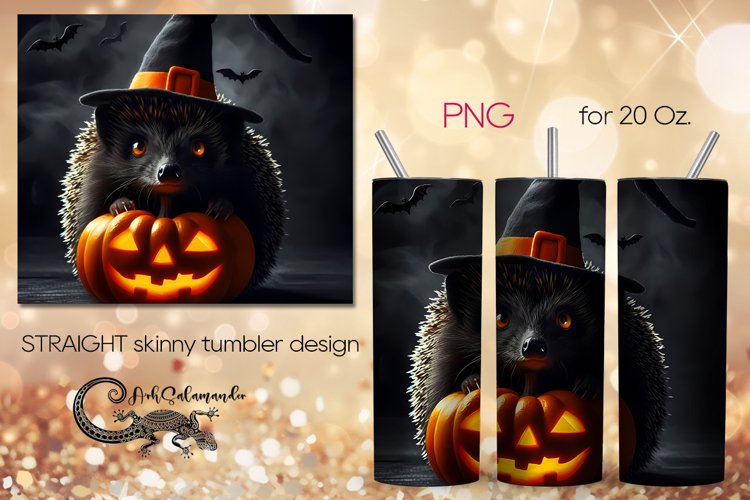 Halloween hedgehog | Skinny tumbler sublimation design PLUS3