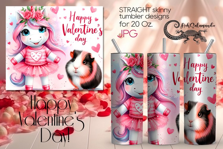 Valentine animals | Love Skinny tumbler sublimation design 3 example image 1