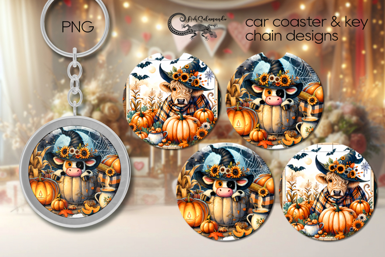 Halloween cow | funny Car coaster & key chain sublimation