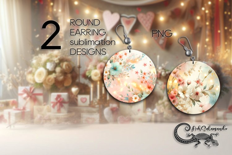 Watercolor Spring | Round Earring Sublimation design PL3