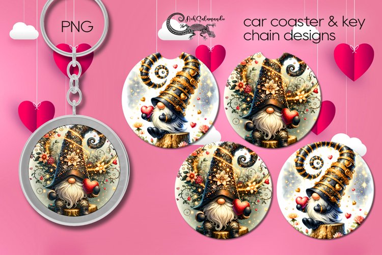 Valentine gnome | coaster   key chain sublumation PLUS3