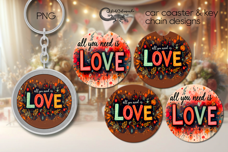 Hippie inscription | Boho Car coaster & key chain designs P3