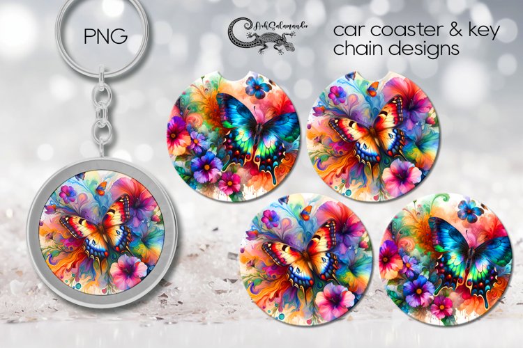 Bright Butterfly | Car coaster & key chain sublimation PLUS3