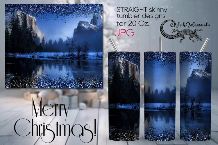 Winter landscape | Xmas Sublimation tumbler design PLUS3