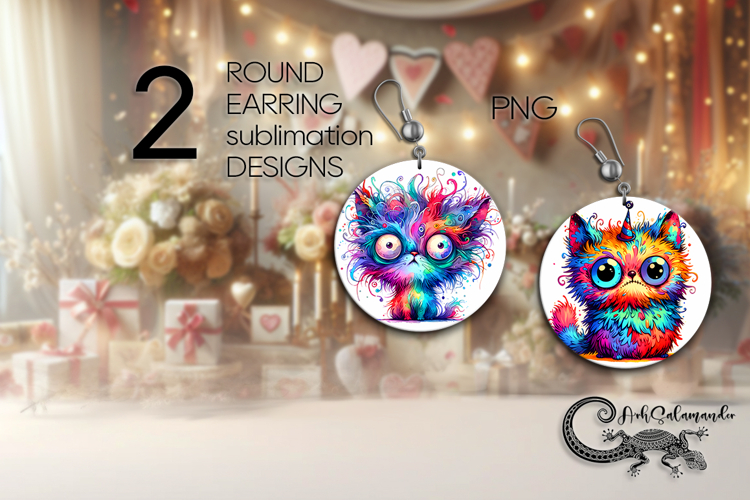 Funny animals | Cartoon Round earring sublimation design P3