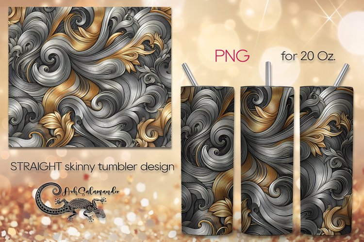 Metallic gold & silver | Straight Skinny Tumbler design PL3