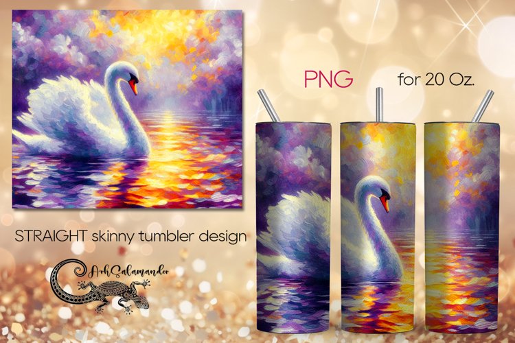 Swan | impressiomism skinny tumbler Sublimation design PLUS3