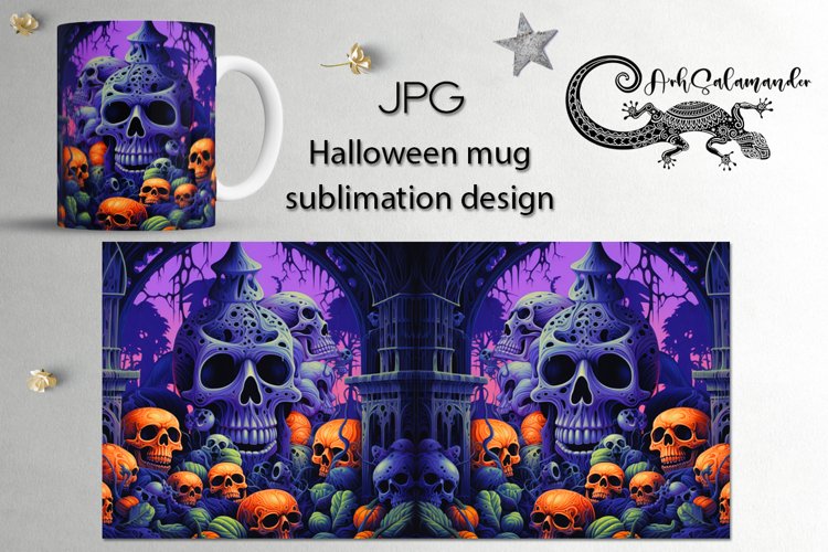 Bright Halloween | Hand drawn Sublimation Mug design, PLUS3 example image 1