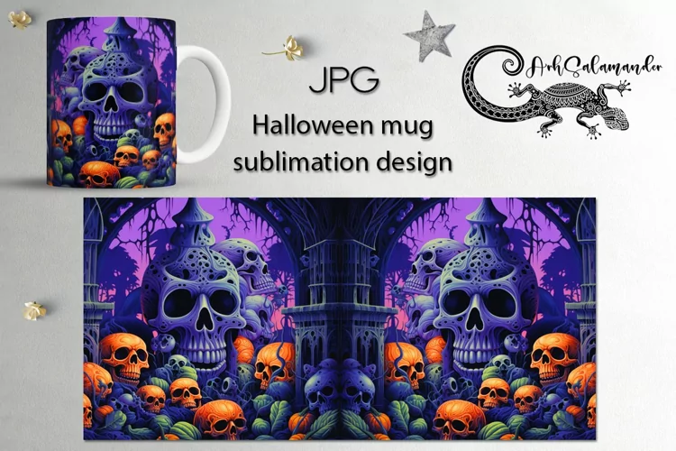 Bright Halloween | Hand drawn Sublimation Mug design, PLUS3