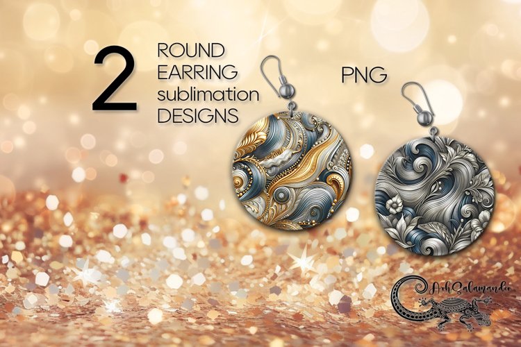Metallic | gold & silver Round earring sublimation design P3